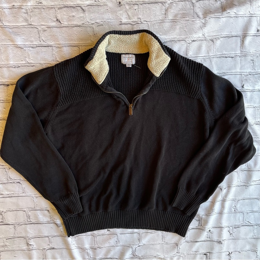 Field & Stream Knit Black 1/4 Zip Sweater Top Mens XL Pullover Hiking Outdoor